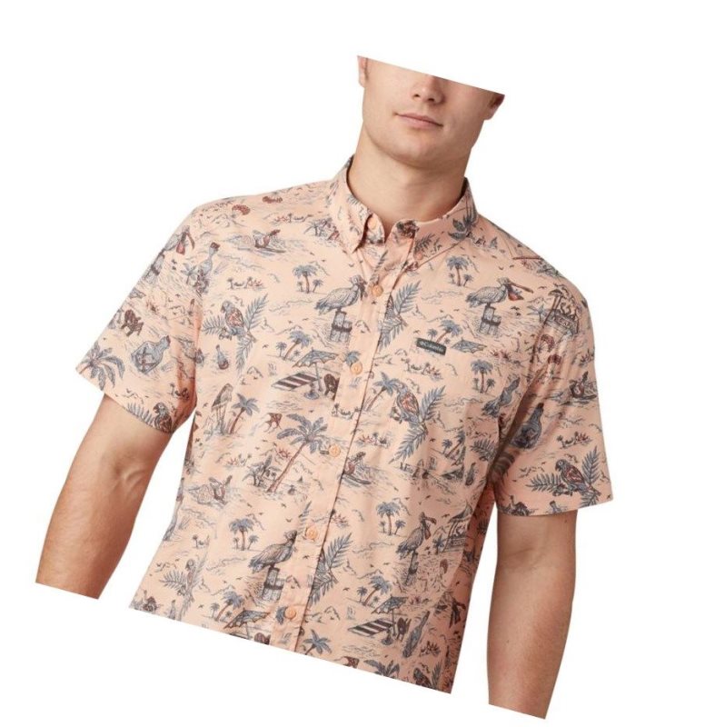 Columbia Rapid Rivers Printed Short Sleeve Tall Gömlek Erkek Açık Mercan | 08426-RCMP
