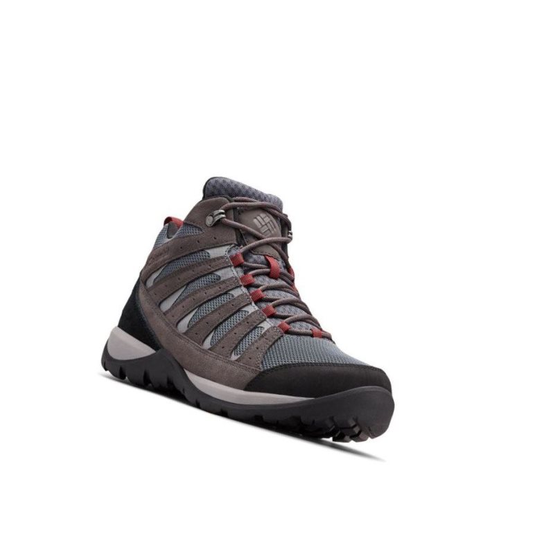 Columbia Redmond V2 Mid Waterproof Wide Yürüyüş Botu Erkek Koyu Gri Kırmızı | 97582-TKQL