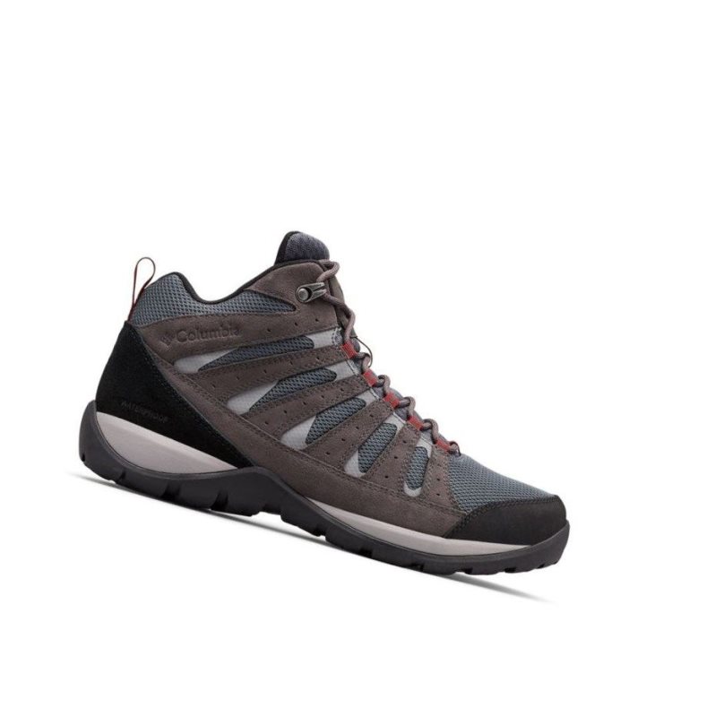 Columbia Redmond V2 Mid Waterproof Wide Yürüyüş Botu Erkek Koyu Gri Kırmızı | 97582-TKQL