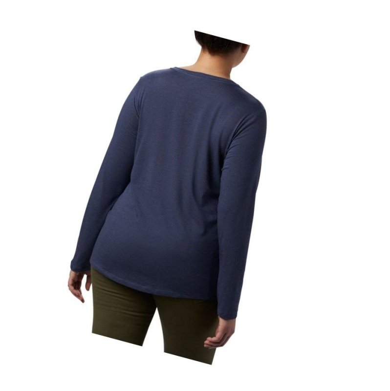 Columbia Ruby Falls Long Sleeve Plus Size Sweatshirt Kadın Lacivert | 38502-YWNA