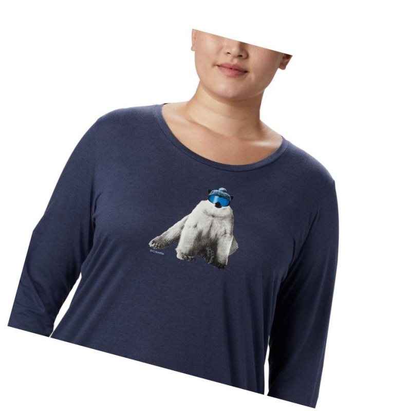 Columbia Ruby Falls Long Sleeve Plus Size Sweatshirt Kadın Lacivert | 38502-YWNA