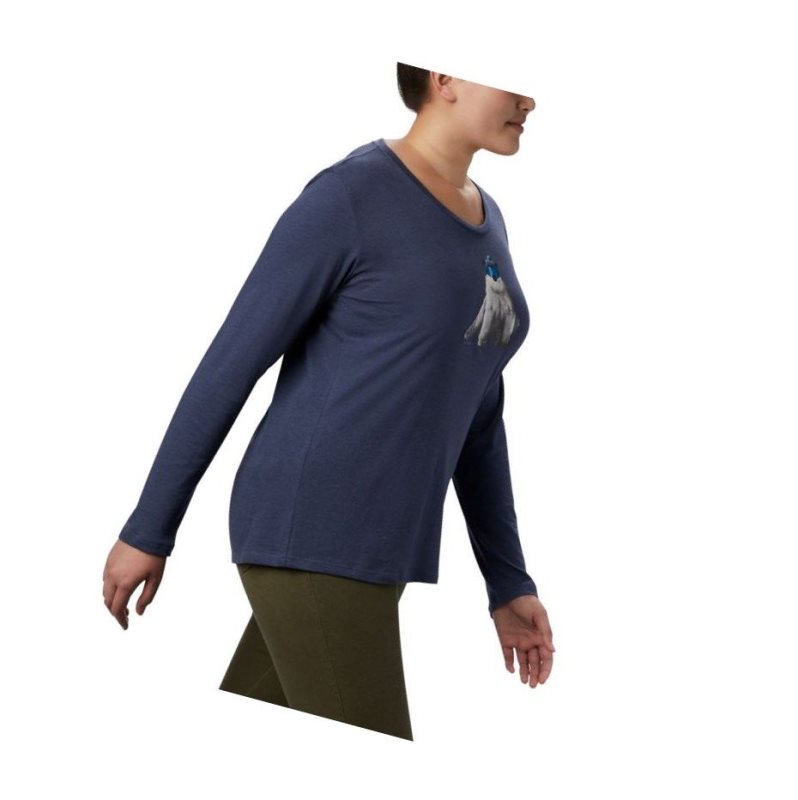Columbia Ruby Falls Long Sleeve Plus Size Sweatshirt Kadın Lacivert | 38502-YWNA