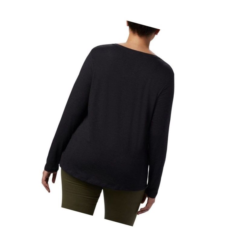 Columbia Ruby Falls Long Sleeve Plus Size Sweatshirt Kadın Siyah | 10758-ZHYA