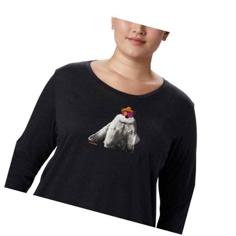 Columbia Ruby Falls Long Sleeve Plus Size Sweatshirt Kadın Siyah | 10758-ZHYA