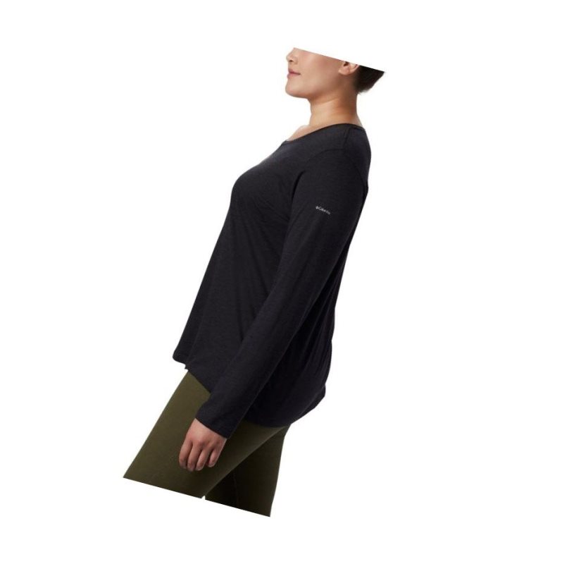 Columbia Ruby Falls Long Sleeve Plus Size Sweatshirt Kadın Siyah | 10758-ZHYA