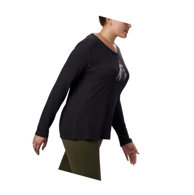 Columbia Ruby Falls Long Sleeve Plus Size Sweatshirt Kadın Siyah | 10758-ZHYA