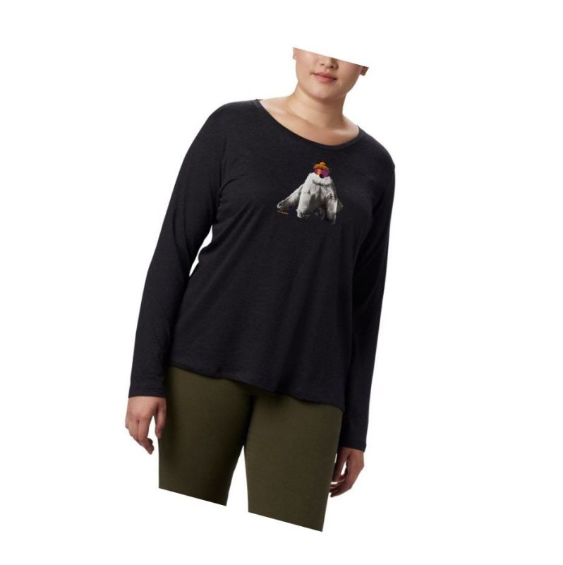 Columbia Ruby Falls Long Sleeve Plus Size Sweatshirt Kadın Siyah | 10758-ZHYA