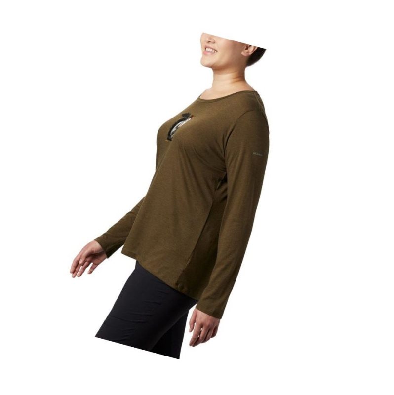 Columbia Ruby Falls Long Sleeve Plus Size Sweatshirt Kadın Zeytin Yeşili | 90813-RAWB