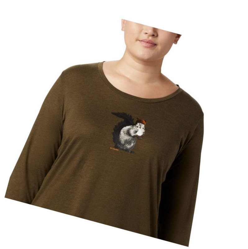 Columbia Ruby Falls Long Sleeve Plus Size Sweatshirt Kadın Zeytin Yeşili | 90813-RAWB