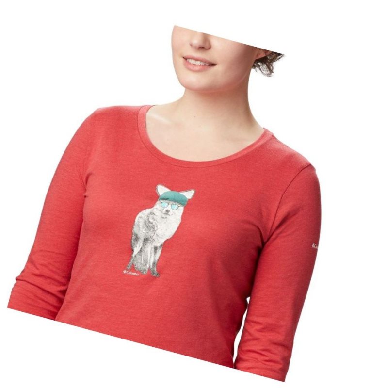 Columbia Ruby Falls Long Sleeve Sweatshirt Kadın Kırmızı | 71956-ODZH