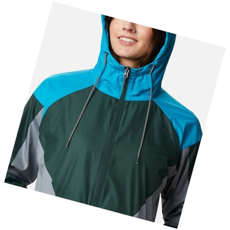 Columbia Side Hill Lined Windbreaker Mont Kadın Mavi Gri | 76849-AVNR