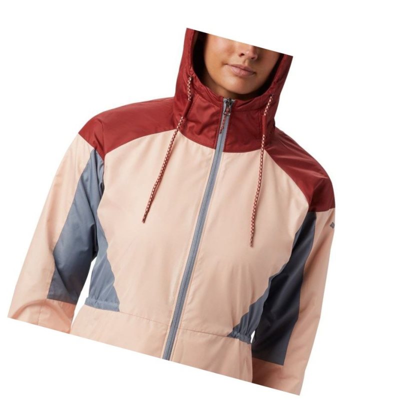 Columbia Side Hill Lined Windbreaker Mont Kadın Kırmızı Gri | 39861-HPZG