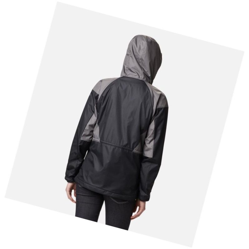 Columbia Side Hill Lined Windbreaker Mont Kadın Siyah Gri | 14285-ZYUN
