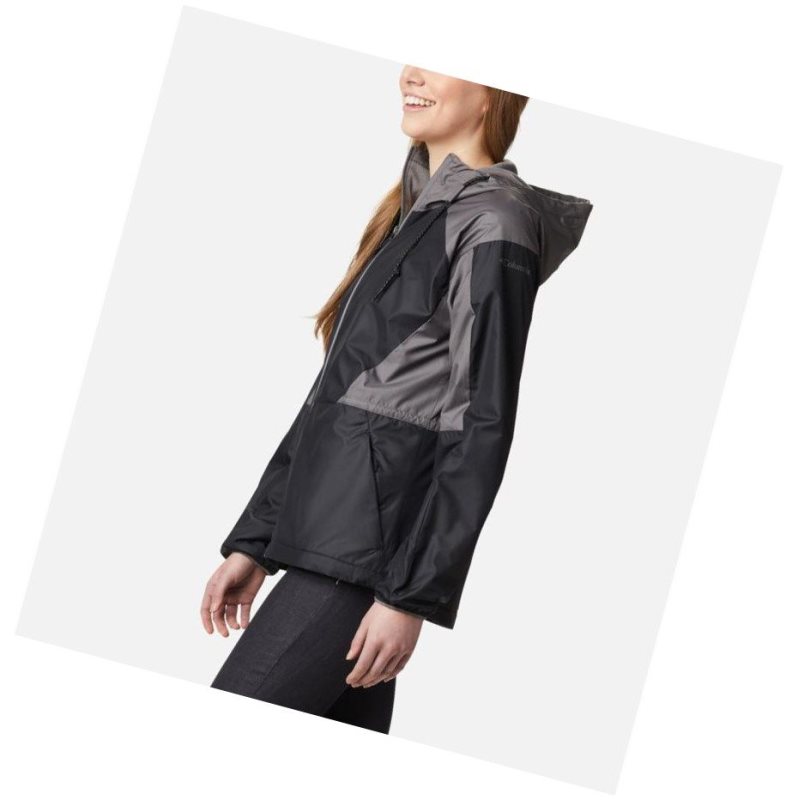 Columbia Side Hill Lined Windbreaker Mont Kadın Siyah Gri | 14285-ZYUN