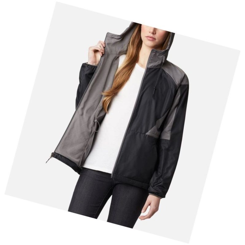 Columbia Side Hill Lined Windbreaker Mont Kadın Siyah Gri | 14285-ZYUN