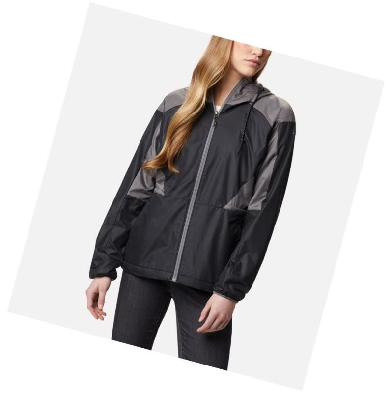Columbia Side Hill Lined Windbreaker Mont Kadın Siyah Gri | 14285-ZYUN