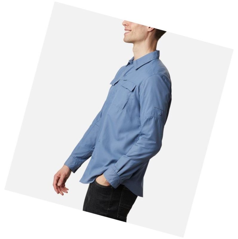 Columbia Silver Ridge 2.0 Long Sleeve Tall Gömlek Erkek Gri Mavi | 70125-SQRB