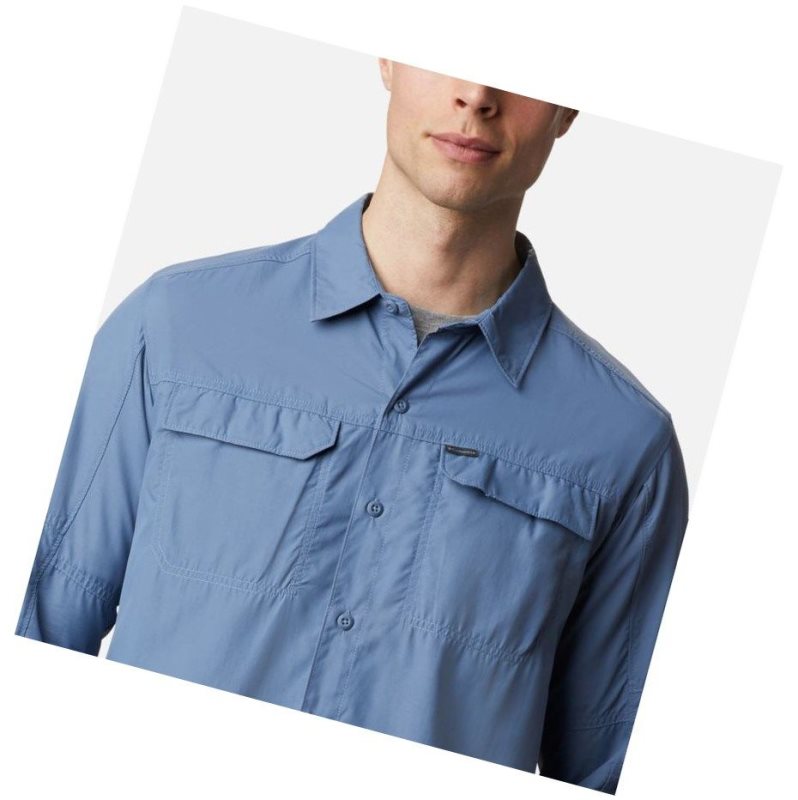 Columbia Silver Ridge 2.0 Long Sleeve Tall Gömlek Erkek Gri Mavi | 70125-SQRB