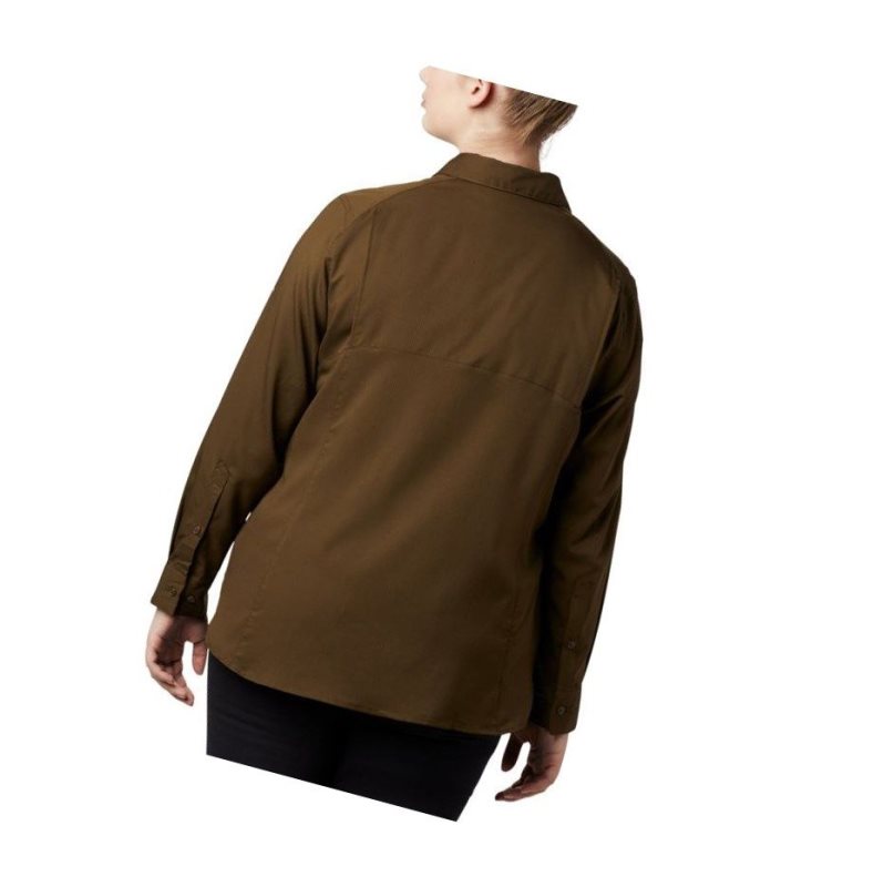 Columbia Silver Ridge Lite Long Sleeve Plus Size Gömlek Kadın Zeytin Yeşili | 42890-BWPG