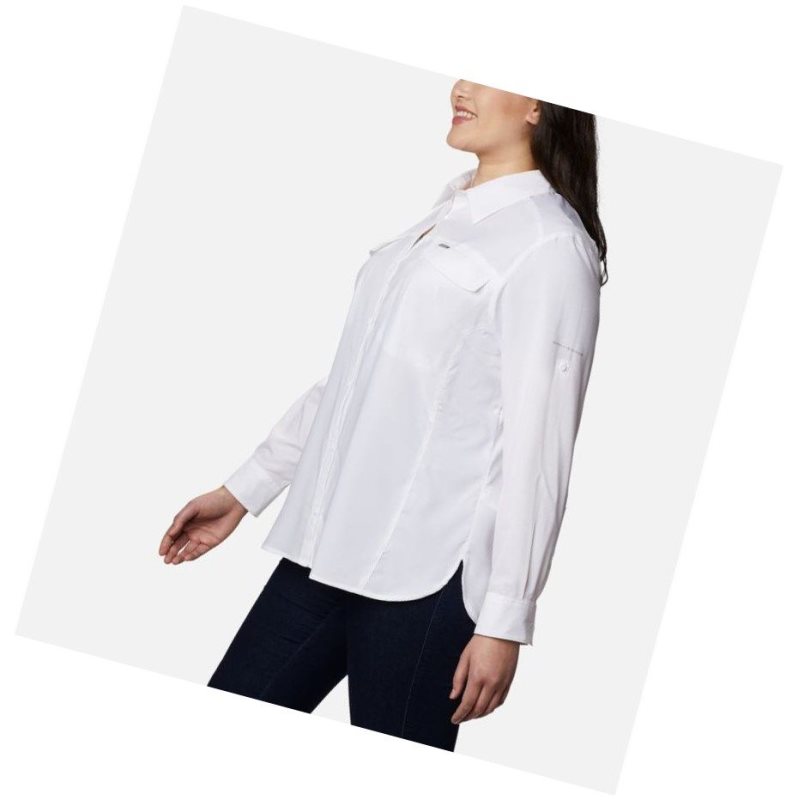 Columbia Silver Ridge Lite Long Sleeve Plus Size Gömlek Kadın Beyaz | 28350-PADN