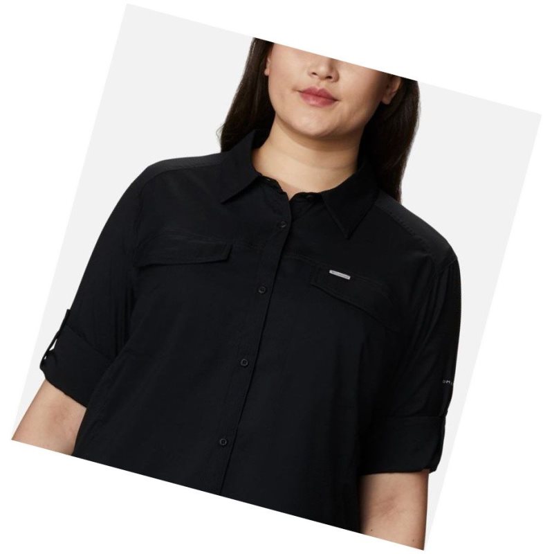 Columbia Silver Ridge Lite Long Sleeve Plus Size Gömlek Kadın Siyah | 89620-ZHSF