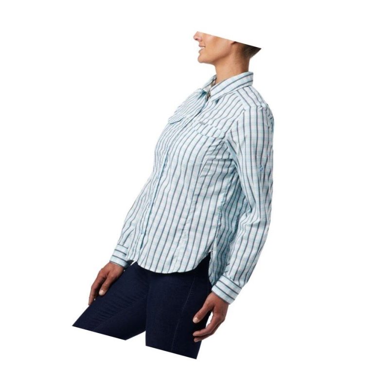 Columbia Silver Ridge Lite Plaid Long Sleeve Gömlek Kadın Mavi | 65074-PHFY