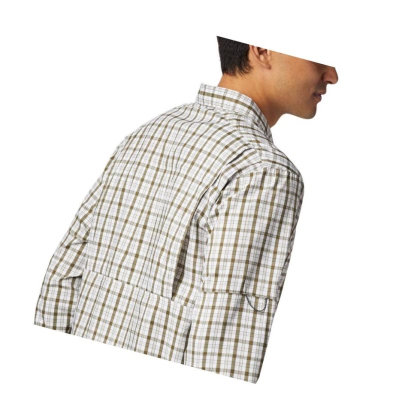 Columbia Silver Ridge Lite Plaid Long Sleeve Gömlek Erkek Zeytin Yeşili | 51983-XDHC