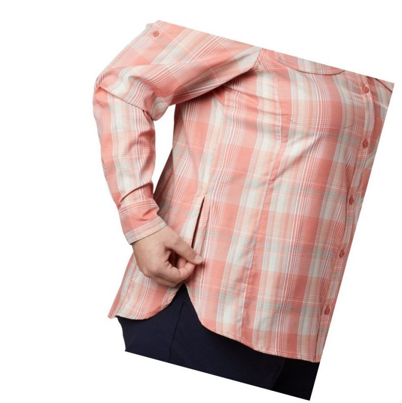 Columbia Silver Ridge Lite Plaid Long Sleeve Plus Size Gömlek Kadın Koyu Mercan Renkli | 23675-OJQW