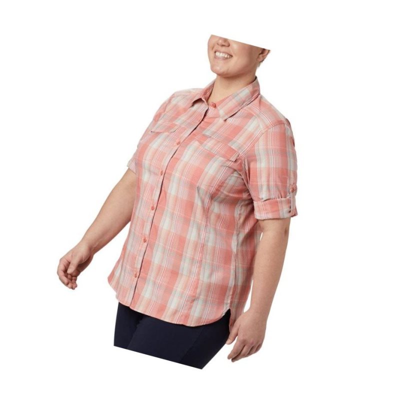 Columbia Silver Ridge Lite Plaid Long Sleeve Plus Size Gömlek Kadın Koyu Mercan Renkli | 23675-OJQW