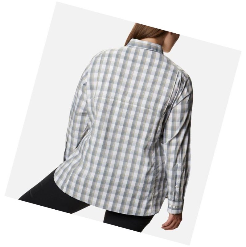 Columbia Silver Ridge Lite Plaid Long Sleeve Plus Size Gömlek Kadın Beyaz | 14502-DIHQ