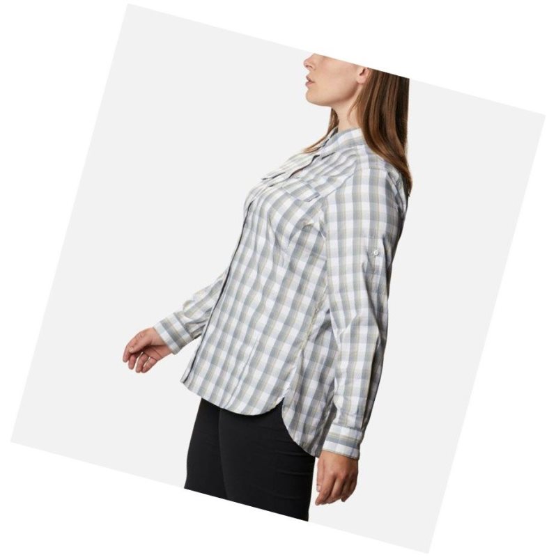 Columbia Silver Ridge Lite Plaid Long Sleeve Plus Size Gömlek Kadın Beyaz | 14502-DIHQ