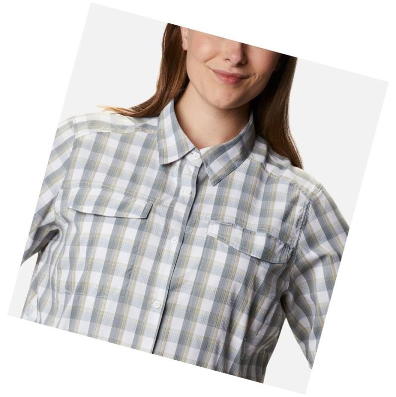 Columbia Silver Ridge Lite Plaid Long Sleeve Plus Size Gömlek Kadın Beyaz | 14502-DIHQ