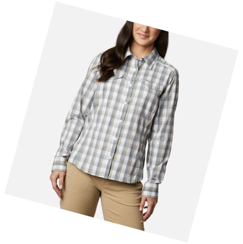 Columbia Silver Ridge Lite Plaid Long Sleeve Gömlek Kadın Beyaz | 07254-HWDS
