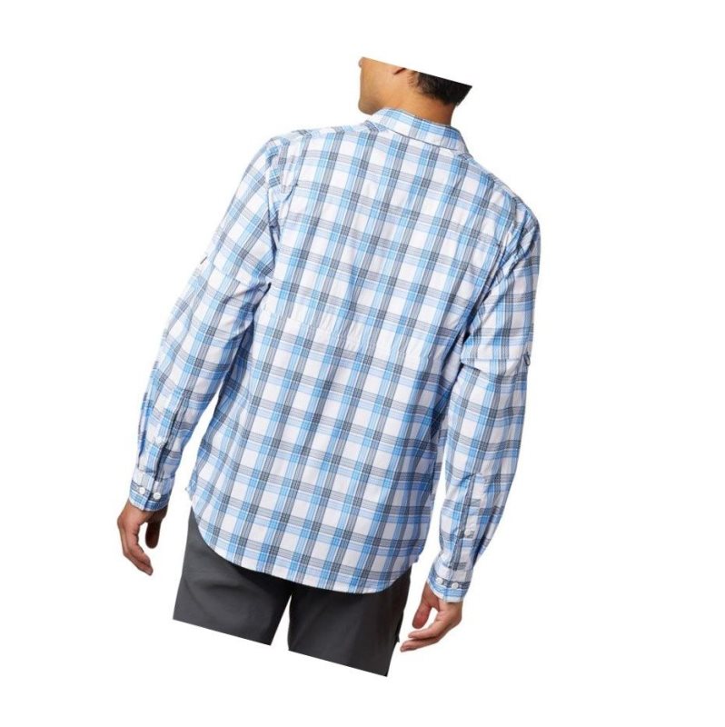 Columbia Silver Ridge Lite Plaid Long Sleeve Gömlek Erkek Mavi Mavi | 01235-TGKJ