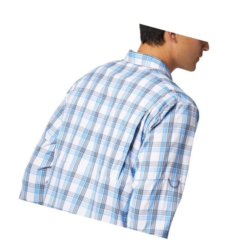 Columbia Silver Ridge Lite Plaid Long Sleeve Gömlek Erkek Mavi Mavi | 01235-TGKJ
