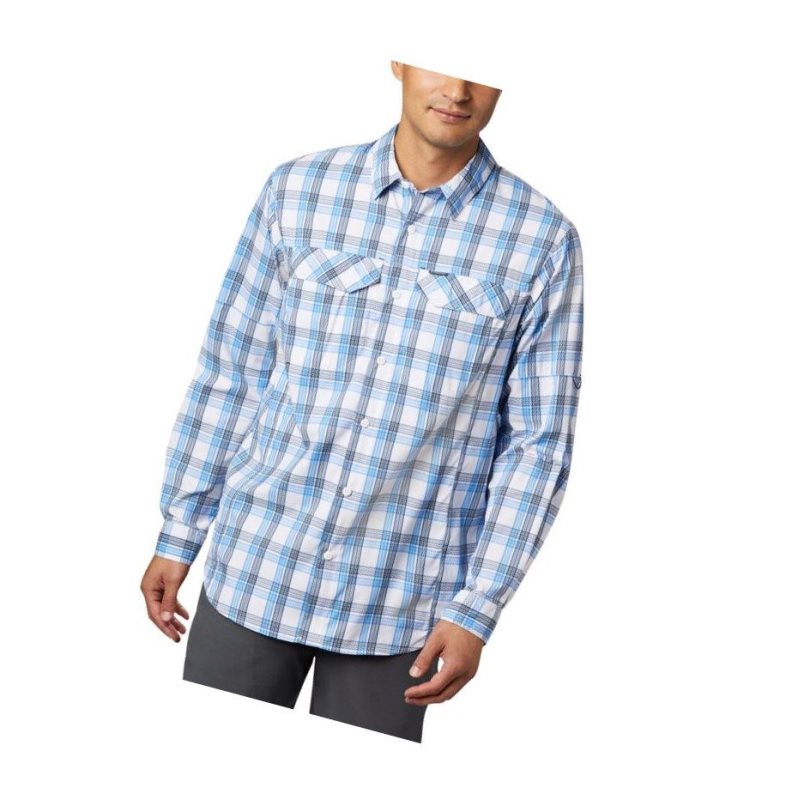 Columbia Silver Ridge Lite Plaid Long Sleeve Gömlek Erkek Mavi Mavi | 01235-TGKJ