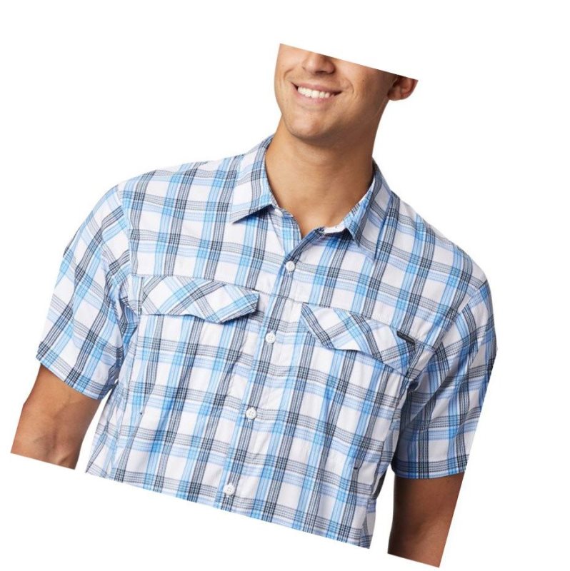 Columbia Silver Ridge Lite Plaid Short Sleeve Tall Gömlek Erkek Mavi Mavi | 64127-HOYG