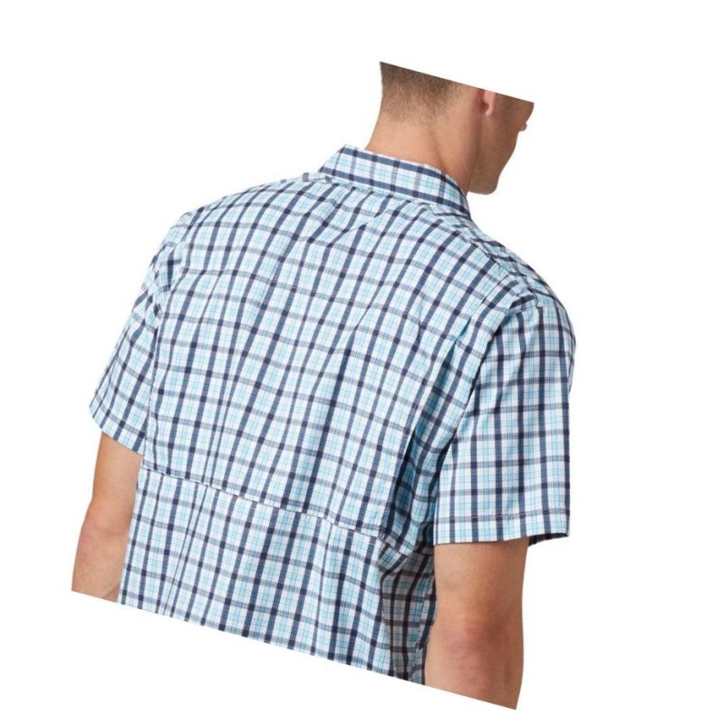 Columbia Silver Ridge Lite Plaid Short Sleeve Big Gömlek Erkek Lacivert | 16483-GOVN