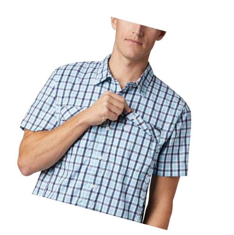 Columbia Silver Ridge Lite Plaid Short Sleeve Big Gömlek Erkek Lacivert | 16483-GOVN