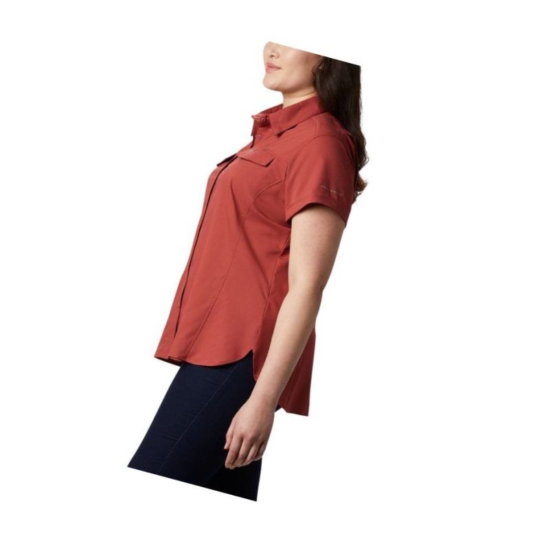 Columbia Silver Ridge Lite Short Sleeve Plus Size Gömlek Kadın Kırmızı | 74651-STED