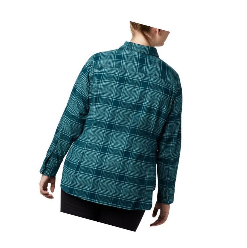 Columbia Silver Ridge Long Sleeve Flannel Top Plus Size Gömlek Kadın Mavi | 64107-VCFW