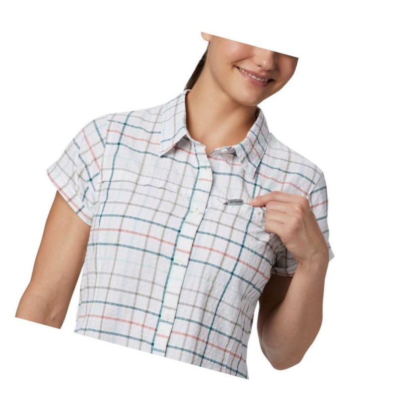 Columbia Silver Ridge Novelty Short Sleeve Gömlek Kadın Açık Nane | 54286-YPBL