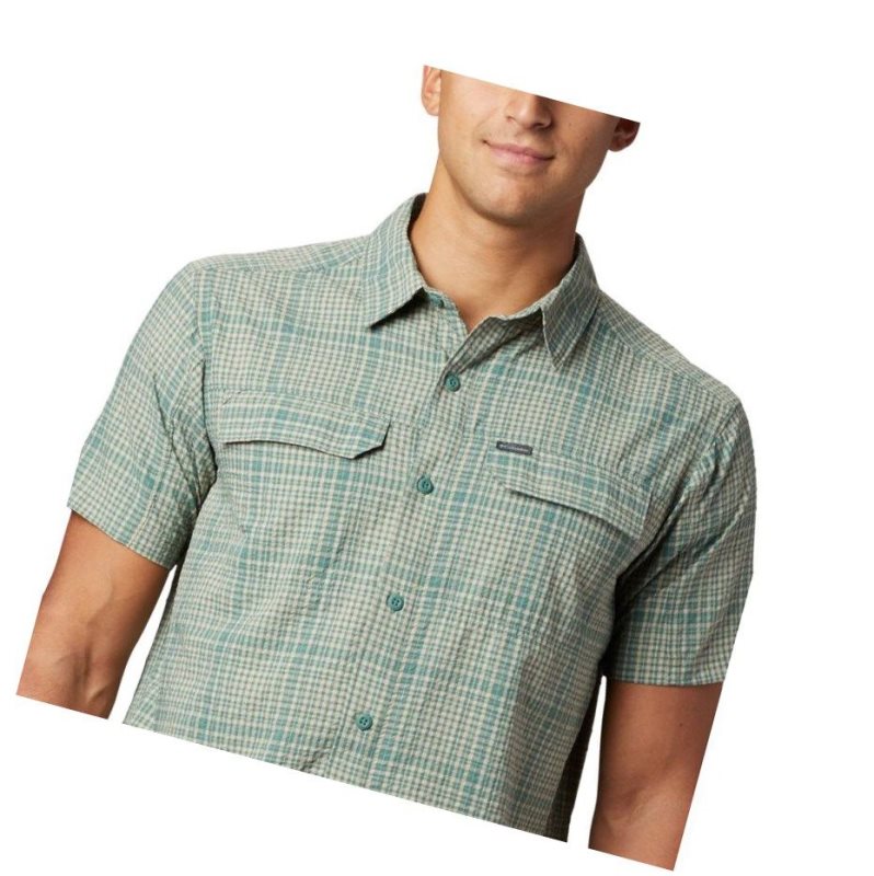 Columbia Silver Ridge Short Sleeve Seersucker Gömlek Erkek Yeşil | 59762-NETC