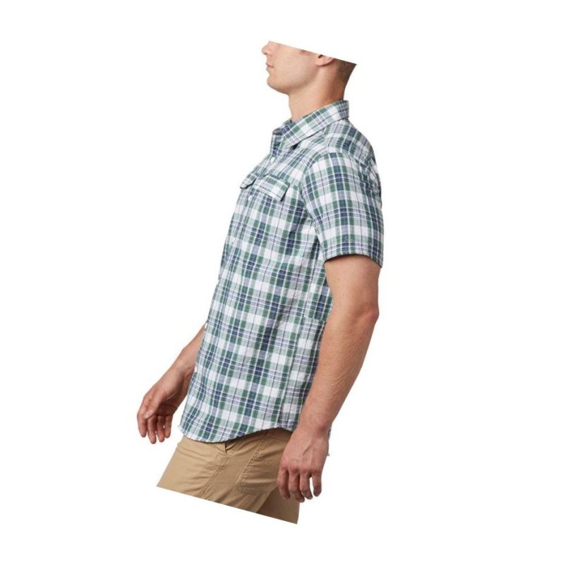 Columbia Silver Ridge Short Sleeve Seersucker Gömlek Erkek Koyu Mavi Kahverengi | 40752-ZKAB