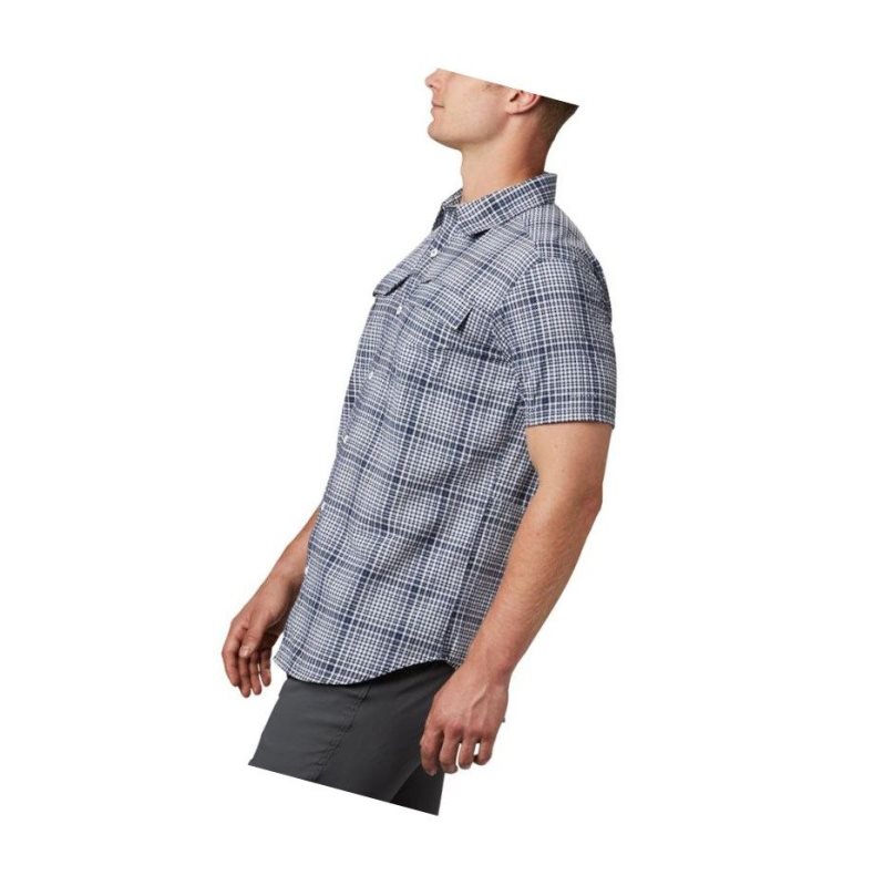 Columbia Silver Ridge Short Sleeve Seersucker Gömlek Erkek Lacivert | 01683-EBKT
