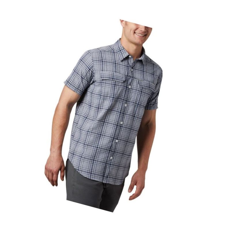 Columbia Silver Ridge Short Sleeve Seersucker Gömlek Erkek Lacivert | 01683-EBKT