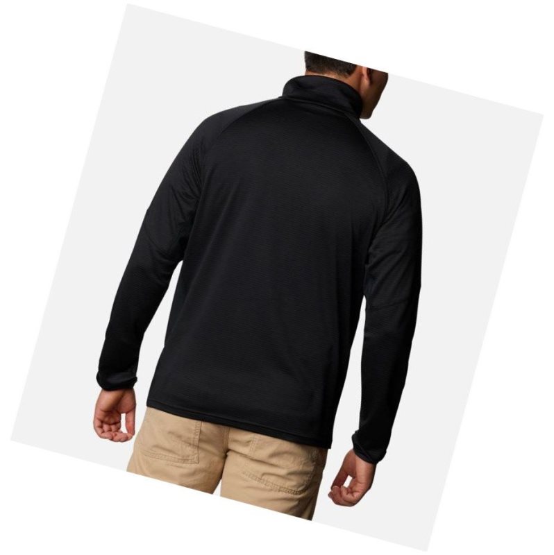 Columbia Single Canyon Half Zip Fleece Mont Erkek Siyah | 75206-KRUA