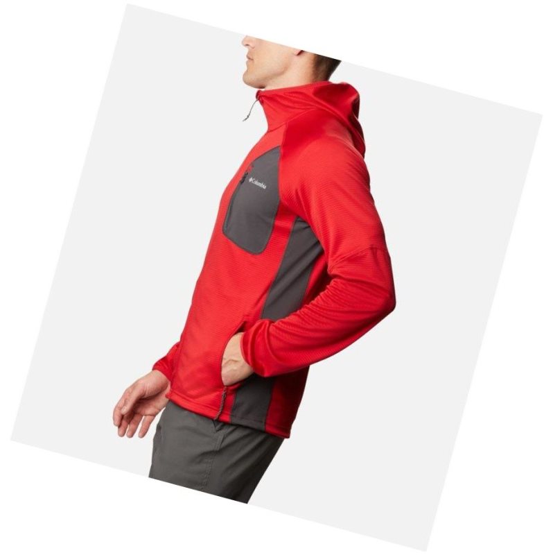 Columbia Single Canyon Hooded Fleece Mont Erkek Mavi Kırmızı Koyu Gri | 70628-KPIG