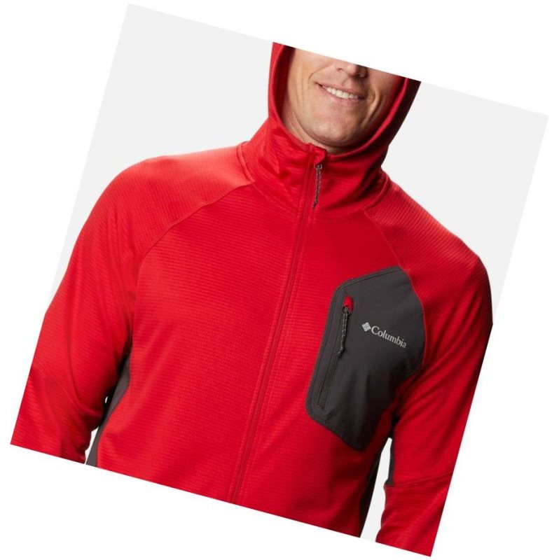 Columbia Single Canyon Hooded Fleece Mont Erkek Mavi Kırmızı Koyu Gri | 70628-KPIG