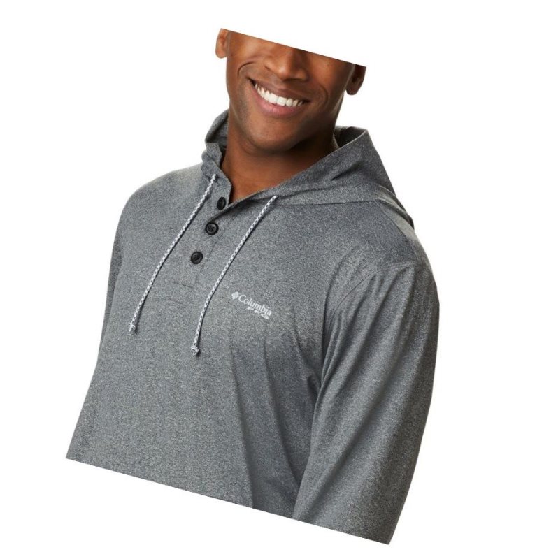 Columbia Slack Tide Henley Kapşonlu Erkek Siyah | 49813-CEAU